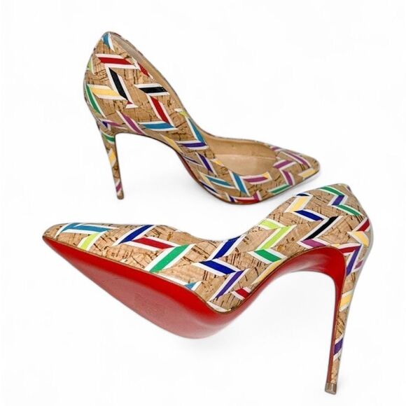CHRISTIAN LOUBOUTIN So Kate Beige Colorblock Pattern Pointed Toe Pumps S… - Picture 6 of 11